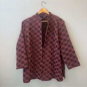Misook XL Burgundy Polka Dot Blazer Jacket hook eye